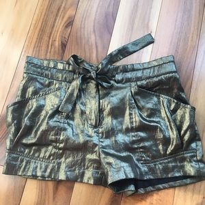 BCBGMaxAzria Gold Lame Shorts